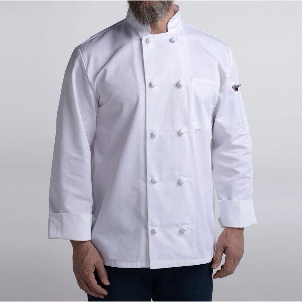 Chefwear White Long Sleeve Culinary Jacket RN83954 Cloth-Knot 4400 Sz Large NWT